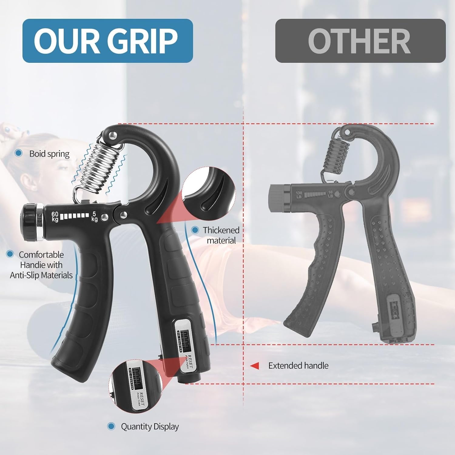 2 Pack Grip Strength Trainer with Counter, Hand Grip Strengthener, Adjustable Resistance 11-132Lbs (5-60Kg), Non-Slip Gripper, Perfect for Athletes and Hand Rehabilitation Exercising